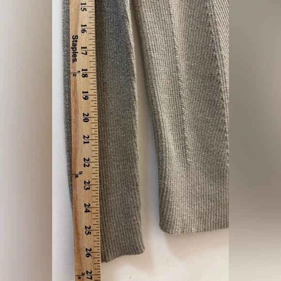 Lauren Ralph Lauren Gold Metallic V-Neck Sweater XL Shimmer Ribbed Knit - Picture 10 of 11